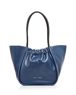 Proenza Schouler Small Ruched Leather Crossbody Tote In Dusty Blue
