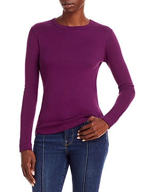 Three Dots Long-sleeve Cotton Tee In Pickled Beet
