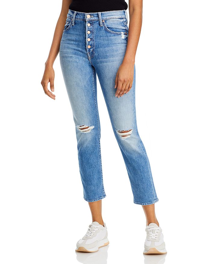 MOTHER The Pixie Tomcat Cropped Button Fly Jeans | Bloomingdale's