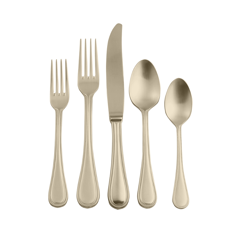 Mepra Perla 5-piece Stainless Steel Place Setting Set In Brushed Champagne