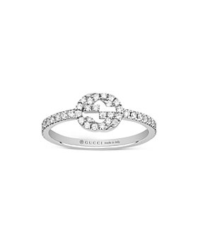 Gucci - 18K White Gold Interlocking G Diamond Statement Ring