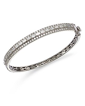 Bloomingdale's - Diamond Baguette & Round Cut Bangle Bracelet in 14K White Gold, 2.50 ct. t.w. - 100% Exclusive