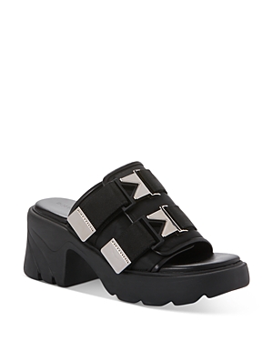 Bottega Veneta Flash Buckled Canvas Platform Mules In Black