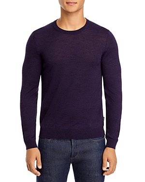 Hugo Boss Leno-p Merino Wool Crewneck Sweater In Medium Purple