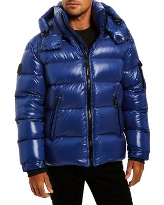 shiny blue puffer coat