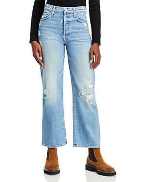 Mother The Rambler High Rise Ankle Straight Jeans In Post No Bills In Holy Melancholy