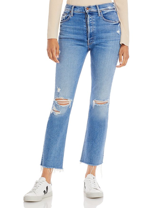 MOTHER The Tripper High-Rise Ankle Fray Flare Jeans in Je T'Aime ...