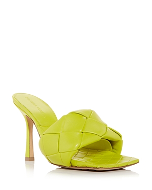 Bottega Veneta Bv Lido Woven-strap 90mm Sandals In Kiwi