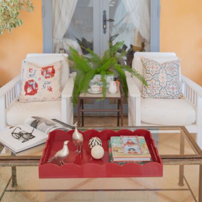 Large Lacquer Scalloped Ottoman Tray