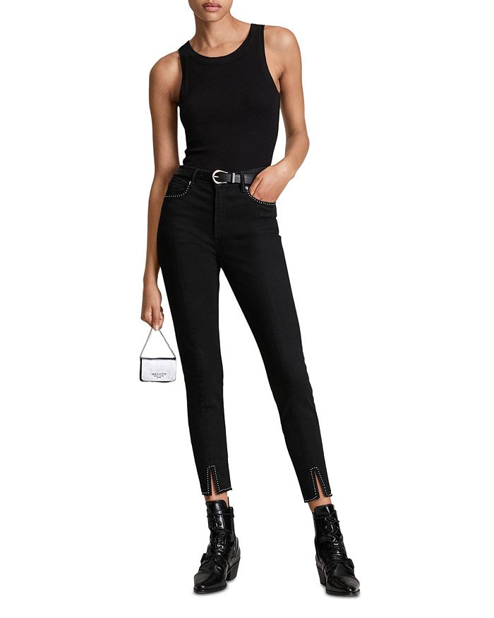 ALLSAINTS Miller Sizeme Stud Skinny Jeans in Black | Bloomingdale's