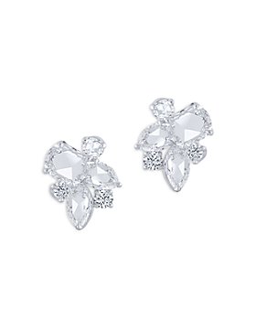 HARAKH - Colorless Diamond Cluster Stud Earrings in 18K White Gold, 1.0 ct. t.w. 