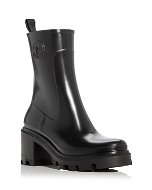 Moncler Loftgrip Block Heel Rain Boot In Black