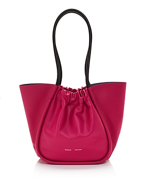 Proenza Schouler Large Ruched Leather Tote In Fuschia/gold