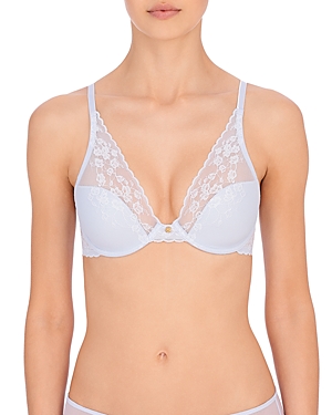 Natori Cherry Blossom Convertible Lace Plunge Bra (32dd) In Pearl Blue