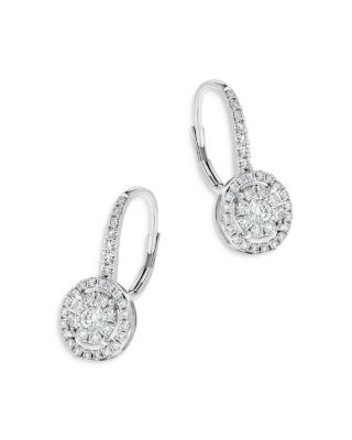Bloomingdale's Fine Collection - Diamond Double Halo Earrings in 14K White Gold, 0.75 tcw