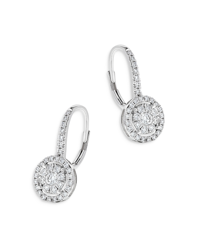 Bloomingdale's Fine Collection Diamond Double Halo Earrings in 14K White Gold, 0.75 tcw