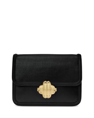 Maje Medium Leather Shoulder Bag In Black