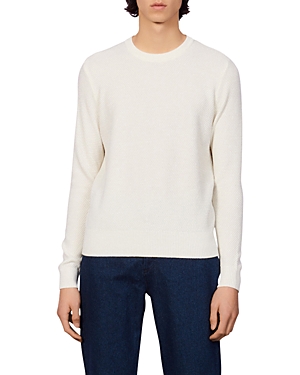 Sandro Rice Wool Blend Crewneck Sweater In White