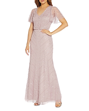 ADRIANNA PAPELL BEADED BLOUSON GOWN