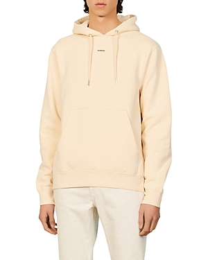 Sandro Embroidered-logo Rib-trimmed Hoodie In Ecru