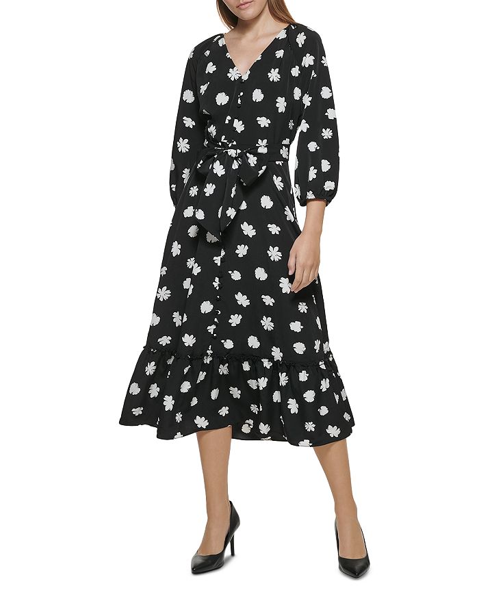 KARL LAGERFELD PARIS Floral Print Crepe Dress Bloomingdale s