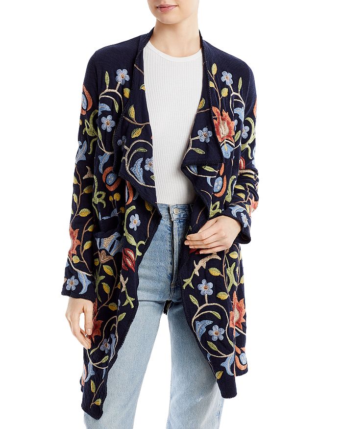 Johnny Was Barret Embroidered Cotton Cardigan | Bloomingdale's