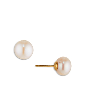 Nadri Cultured Genuine Freshwater Pearl Button Earrings In Gold