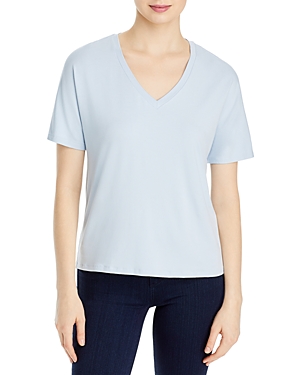 Majestic Soft Touch V Neck Tee In Celeste