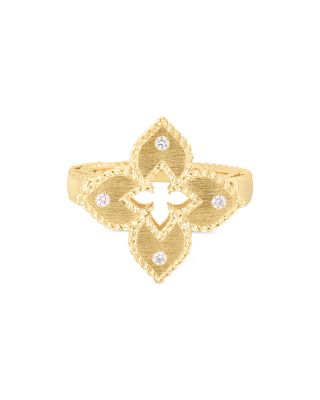 18K Yellow Gold Venetian Princess Diamond Quatrefoil Ring