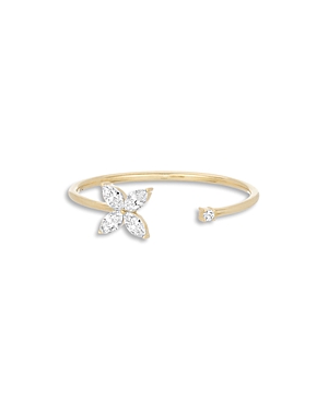 Adina Reyter 14K Yellow Gold Paris Diamond Marquis & Round Cut Flower Cuff Ring