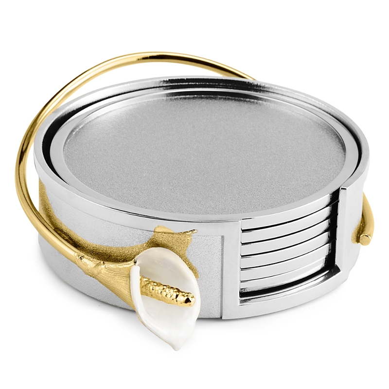Michael Aram Calla Lily Coaster Set, Set Of 6 In Silver