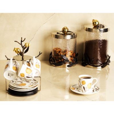 Pomegranate Demitasse Cup & Saucer Set with Stand