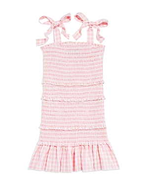 Katiejnyc Girls' Floral-print Tiered Smocked Dress - Big Kid In Pink Gingham