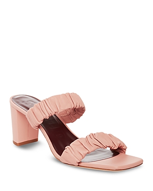 Staud Pink Frankie 50 Ruched Leather Sandals In Dark Blush