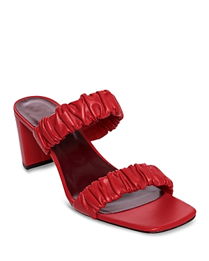 Staud Women's Frankie Ruched High Block Heel Slide Sandals In Scarlet