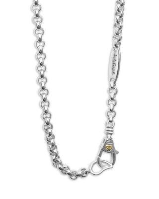 18K Yellow Gold & Sterling Silver Newport Knot Station Necklace, 34"