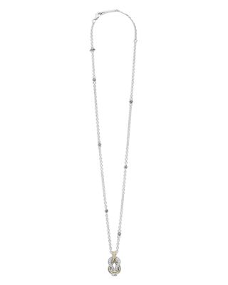 18K Yellow Gold & Sterling Silver Newport Diamond Knot Pendant Necklace, 16-18"