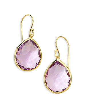 Ippolita 18kt Yellow Gold Rock Candy Amethyst Teardrop Earrings In Pink/gold