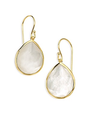 Shop Ippolita 18k Yellow Gold Rock Candy Rock Crystal & Mother Of Pearl Pear Drop Earrings In White/gold