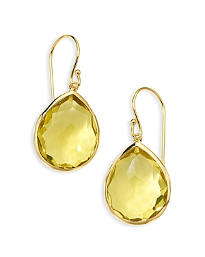 Shop Ippolita 18k Yellow Gold Rock Candy Green Gold Citrine Pear Drop Earrings In Yellow/gold