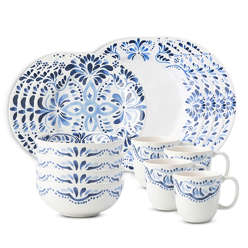 Juliska Iberian Indigo 16 Piece Dinnerware Set, Service For 4 In Indigo Blue
