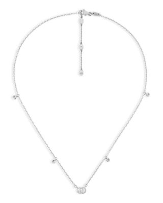 18K White Gold GG Running Chain Diamond Necklace, 14.5" 