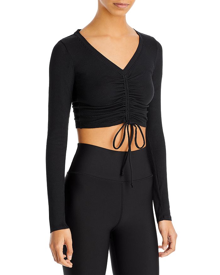 Alo Yoga Ribbed Cinch Cropped Top | Bloomingdale's