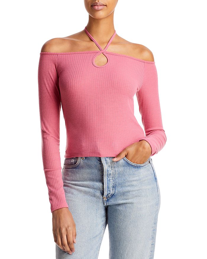 AQUA OfftheShoulder Halter Top 100 Exclusive Bloomingdale's