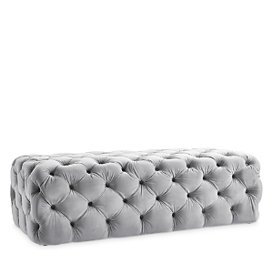 Tov Furniture Kaylee Velvet Ottoman In Gray