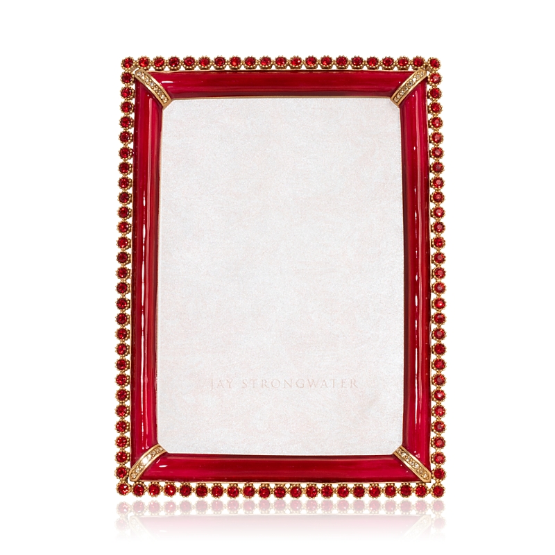Jay Strongwater Lorraine Stone Edge Frame In Ruby