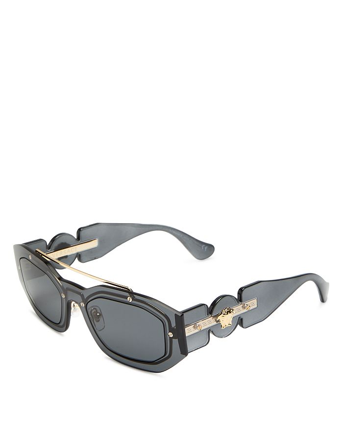 Versace Unisex Brow Bar Geometric Sunglasses, 51mm In Dark Gray