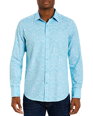 Robert Graham Highland Long Sleeve Woven Shirt In Seafoam