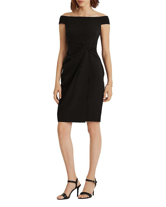 Lauren Ralph Lauren Women's Crepe Off-The-Shoulder Dress, Black, 6