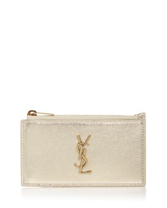 Saint Laurent Monogram Fragments Zip Leather Card Case | Bloomingdale's